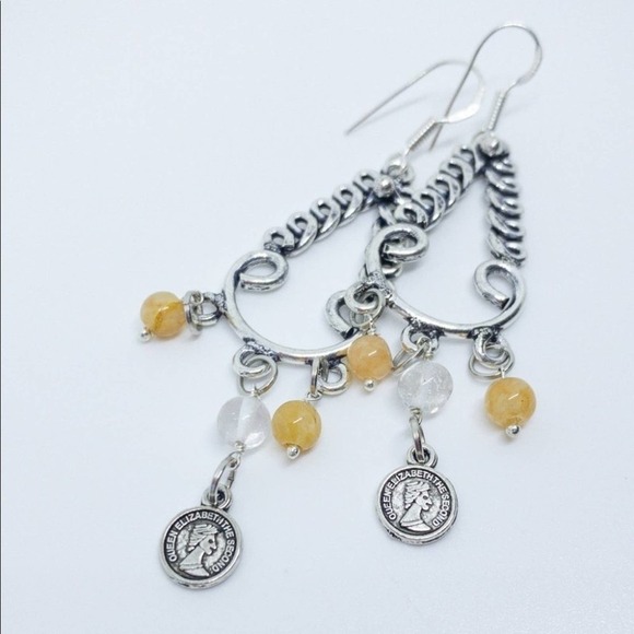 Citrine Gemstone Sterling Silver Artisan Earrings​